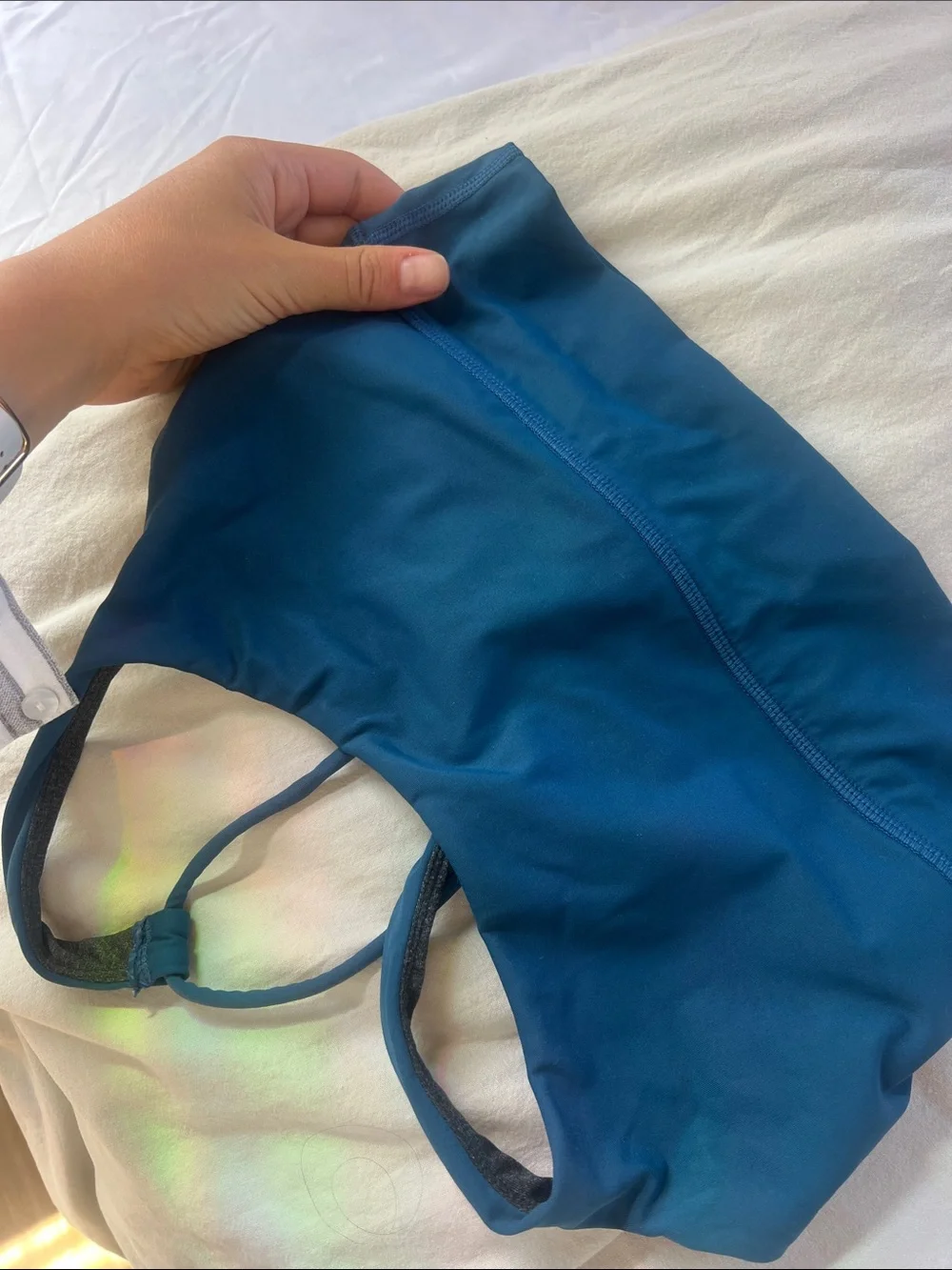 ALO Yoga Teal Blue Strappy Swim Bikini Top